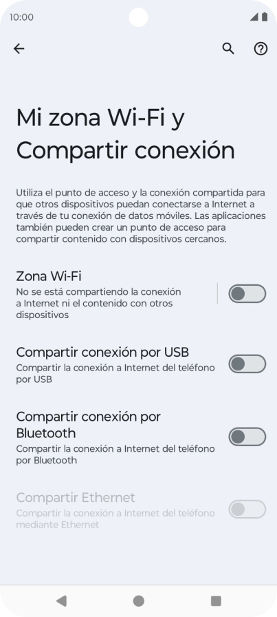 Pulsa Zona Wi-Fi.