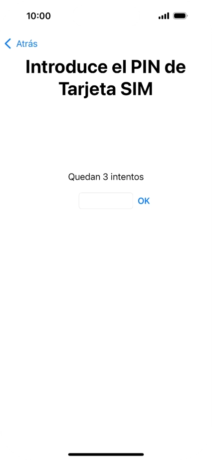 Si es necesario desbloquear la tarjeta SIM, introduce el código PIN y pulsa OK.