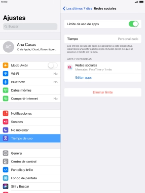 Pulsa Eliminar límite.