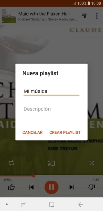 Introduce el nombre deseado de la lista de reproducción y pulsa CREAR PLAYLIST.