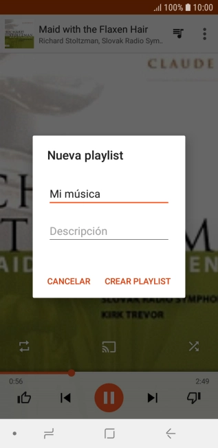 Introduce el nombre deseado de la lista de reproducción y pulsa CREAR PLAYLIST.