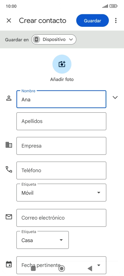 Pulsa Apellidos e introduce el apellido.