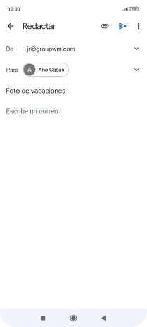 Pulsa en el campo de escritura  y escribe el texto del correo electrónico.