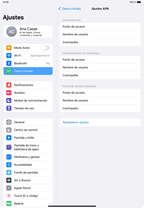 Pulsa Punto de acceso e introduce airtelwap.es.