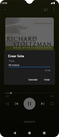 Introduce el nombre deseado de la lista de reproducción y pulsa Crear.