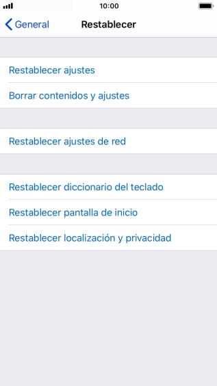 Pulsa Restablecer ajustes.