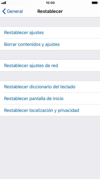 Pulsa Restablecer ajustes.