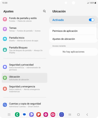Pulsa Permisos de aplicación.