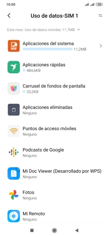 El consumo total de datos se visualiza ahora en la pantalla.