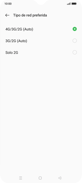 Pulsa el tipo de red deseado.