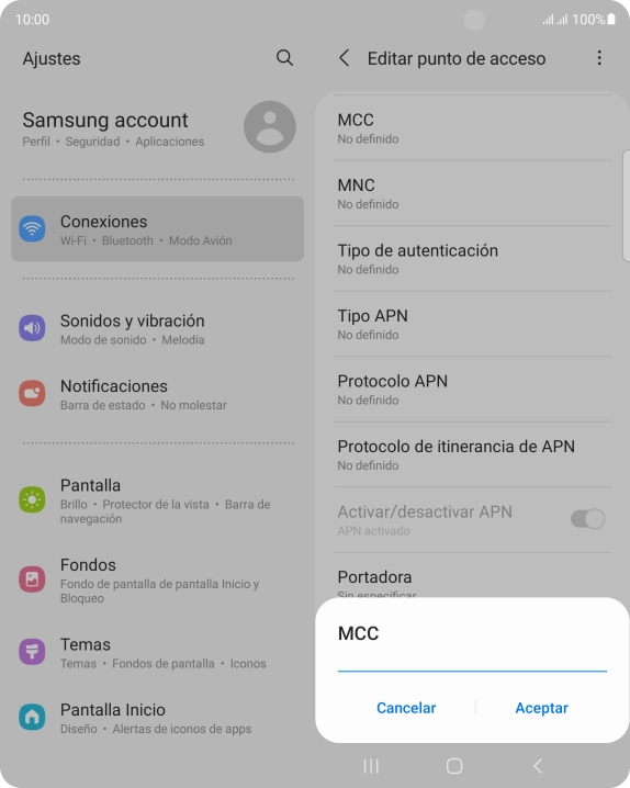 Introduce 214 y pulsa Aceptar.