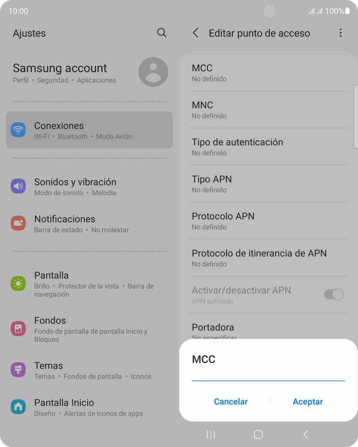Introduce 214 y pulsa Aceptar.