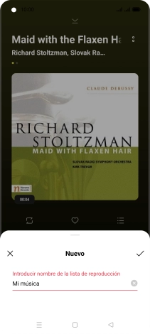 Introduce el nombre de la lista de reproducción y pulsa el icono de guardar.