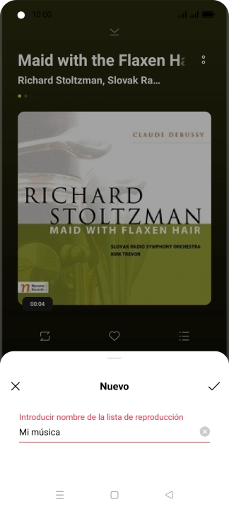 Introduce el nombre de la lista de reproducción y pulsa el icono de guardar.