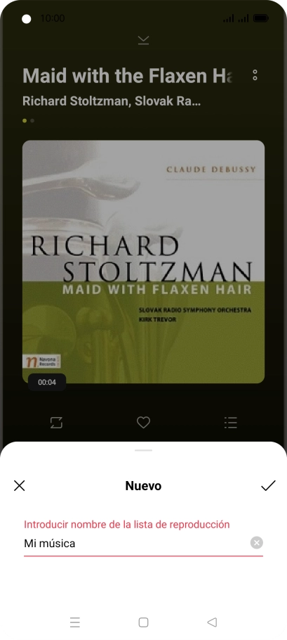 Introduce el nombre de la lista de reproducción y pulsa el icono de guardar.