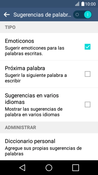 Pulsa Próxima palabra para activar la función.
