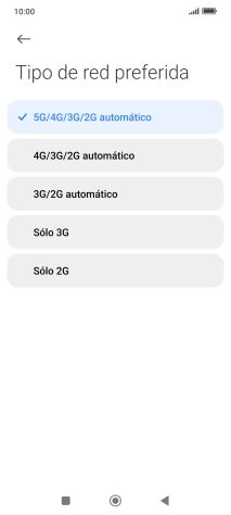 Pulsa el tipo de red deseado.
