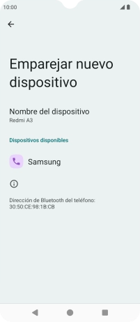 Pulsa el dispositivo Bluetooth deseado y sigue las indicaciones de la pantalla para vincular el dispositivo al teléfono.