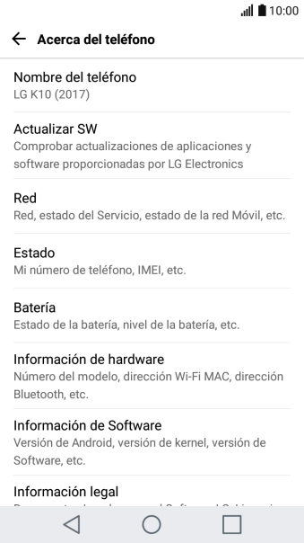 Pulsa Actualizar SW. Si hay una versión de software nueva disponible, aparecerá ahora en la pantalla. 
Sigue las indicaciones de la pantalla para actualizar el software del teléfono.