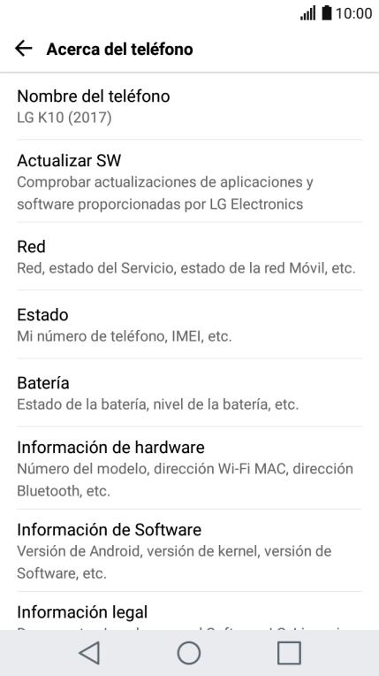 Pulsa Actualizar SW. Si hay una versión de software nueva disponible, aparecerá ahora en la pantalla. 
Sigue las indicaciones de la pantalla para actualizar el software del teléfono.