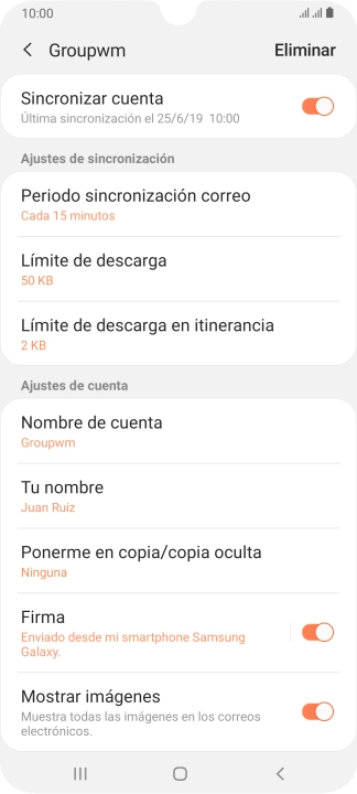Pulsa Nombre de cuenta.