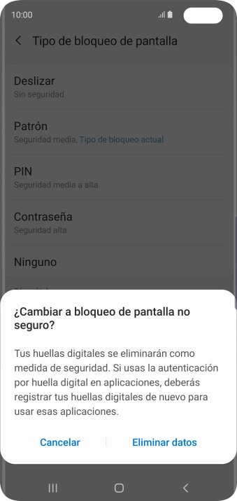 Pulsa Eliminar datos.