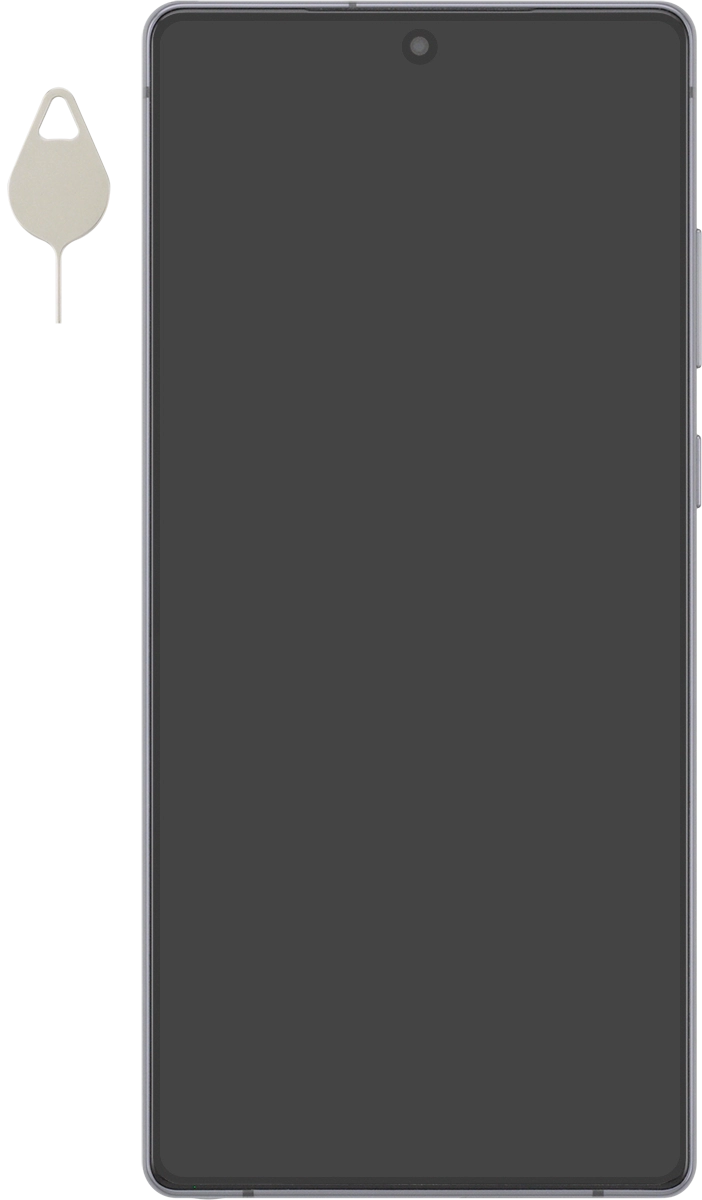 Busca la herramienta de apertura del contenedor de la tarjeta SIM.