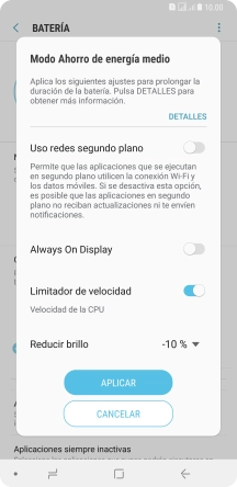 Pulsa APLICAR para activar la función.