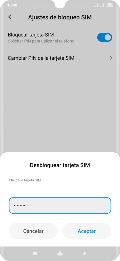 Introduce tu código PIN y pulsa Aceptar.