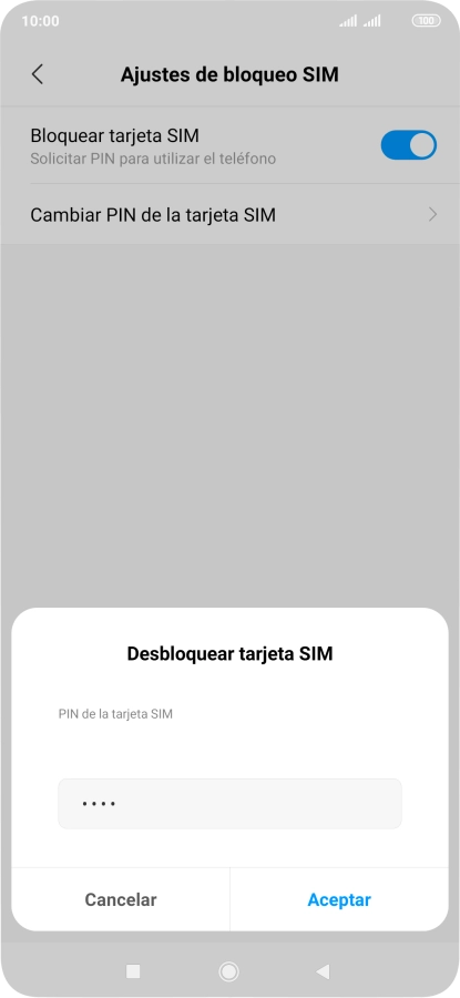 Introduce tu código PIN y pulsa Aceptar.