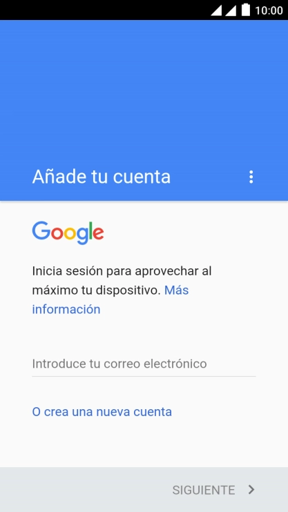 Si no tienes una cuenta de Google, pulsa O crea una nueva cuenta y sigue las indicaciones de la pantalla para ver cómo crear una cuenta nueva.