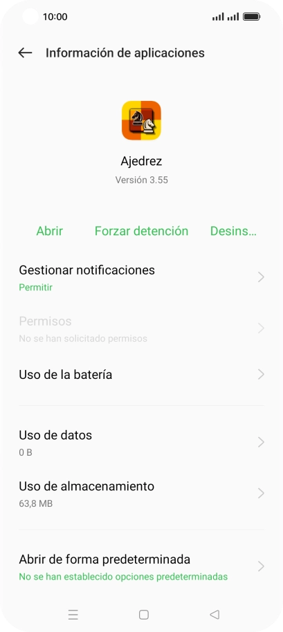 Pulsa Uso de almacenamiento.