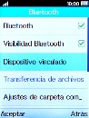 Pulsa Visibilidad Bluetooth para activar o desactivar la visibilidad por Bluetooth.