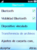 Pulsa Visibilidad Bluetooth para activar o desactivar la visibilidad por Bluetooth.