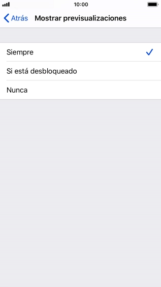 Para seleccionar la vista previa de las notificaciones en la pantalla de bloqueo, pulsa Siempre.