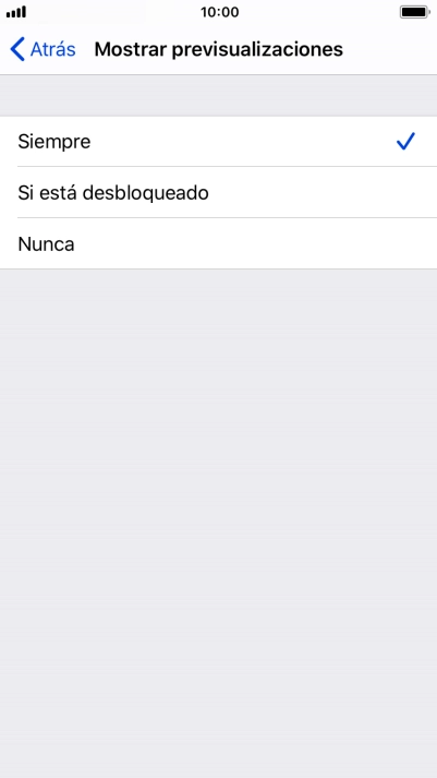 Para seleccionar la vista previa de las notificaciones en la pantalla de bloqueo, pulsa Siempre.