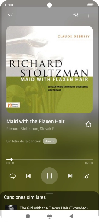 Pulsa la flecha hacia la derecha para ir al archivo de música siguiente.
