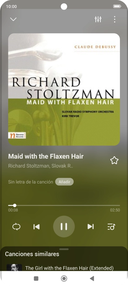 Pulsa la flecha hacia la derecha para ir al archivo de música siguiente.
