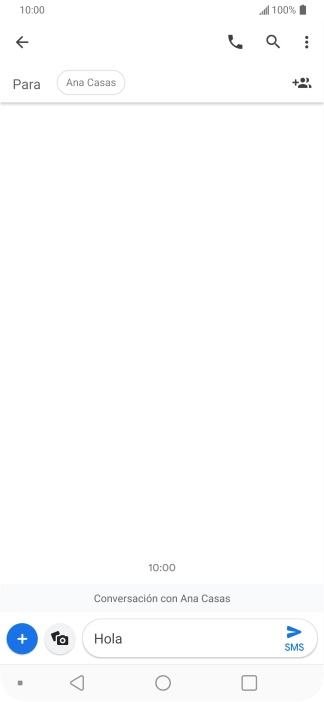 Pulsa el icono de envío cuando termines de escribir el mensaje corto.