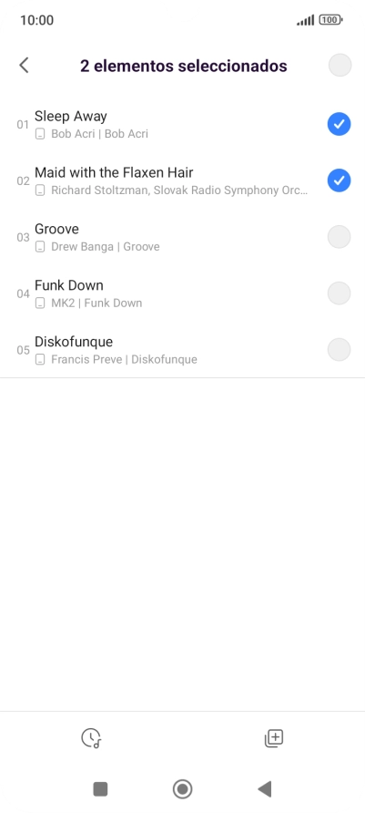 Pulsa los archivos de música deseados para seleccionarlos.