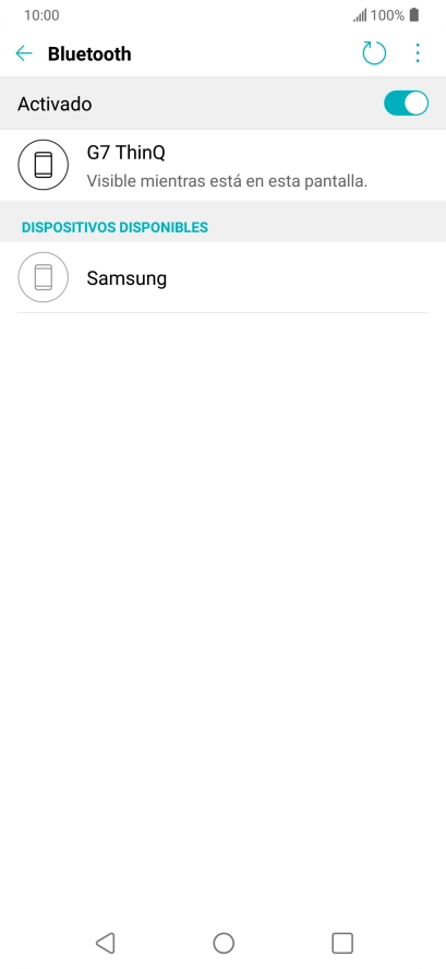 Pulsa el dispositivo Bluetooth deseado y sigue las indicaciones de la pantalla para vincular el dispositivo al teléfono.