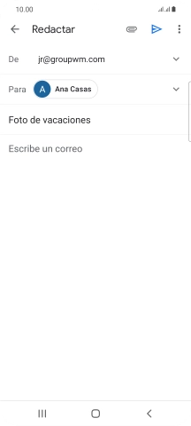 Pulsa en el campo de escritura  y escribe el texto del correo electrónico.
