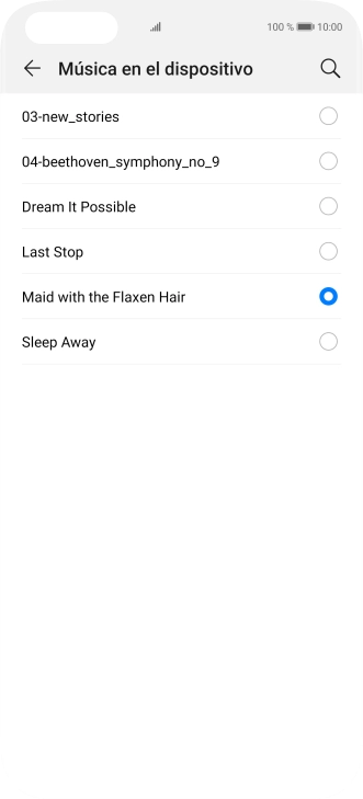 Al encontrar un timbre de llamada de tu gusto, pulsa dos veces la flecha hacia la izquierda.