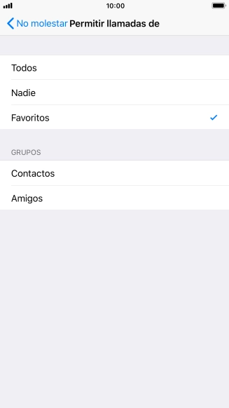 Pulsa el ajuste deseado para seleccionar qué contactos te pueden llamar cuando la función de 