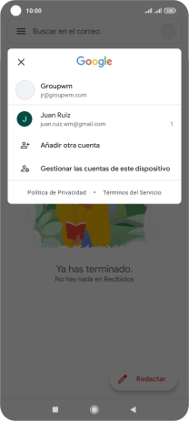 Pulsa la cuenta de correo electrónico deseada.