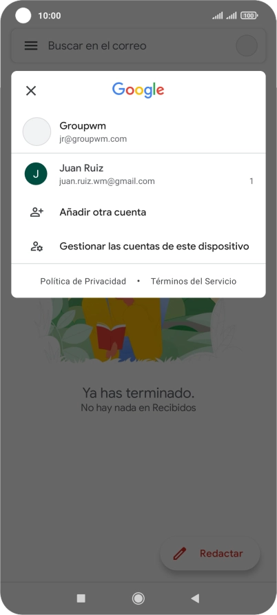 Pulsa la cuenta de correo electrónico deseada.