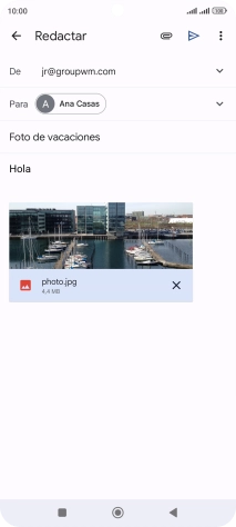 Pulsa el icono de envío cuando termines de escribir el correo electrónico.