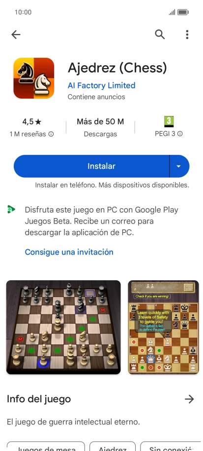 Pulsa Instalar y sigue las indicaciones de la pantalla para instalar la app.