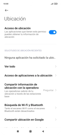 Pulsa Acceso de aplicaciones a la ubicación.
