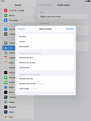 Pulsa Nombre de usuario e introduce el nombre de usuario de tu cuenta de correo electrónico.